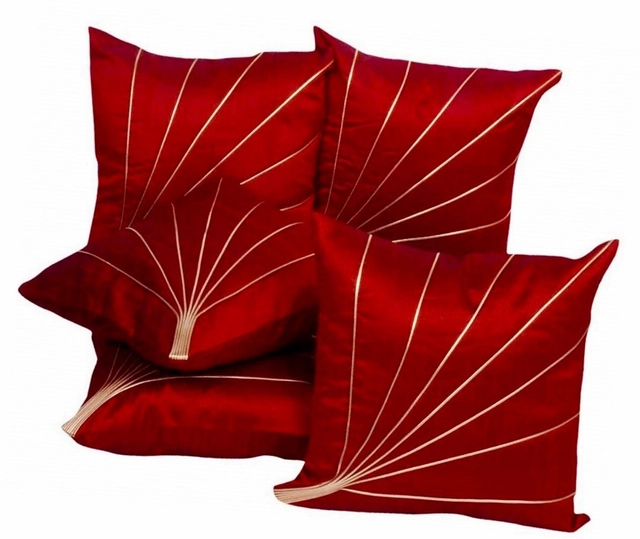 Satin Cushion Covers (Red, 16x16 inches) (Pack of 5)