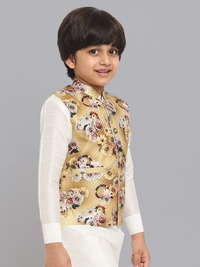 Jacquard Printed Jacket for Boys (Gold, 1-2 Years)