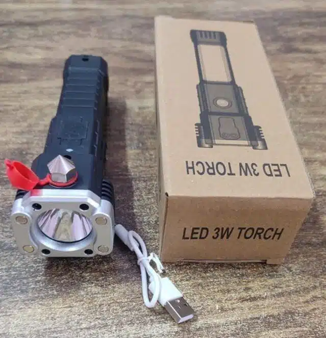 Rechargeable Torch Lights (Black, 3 W)