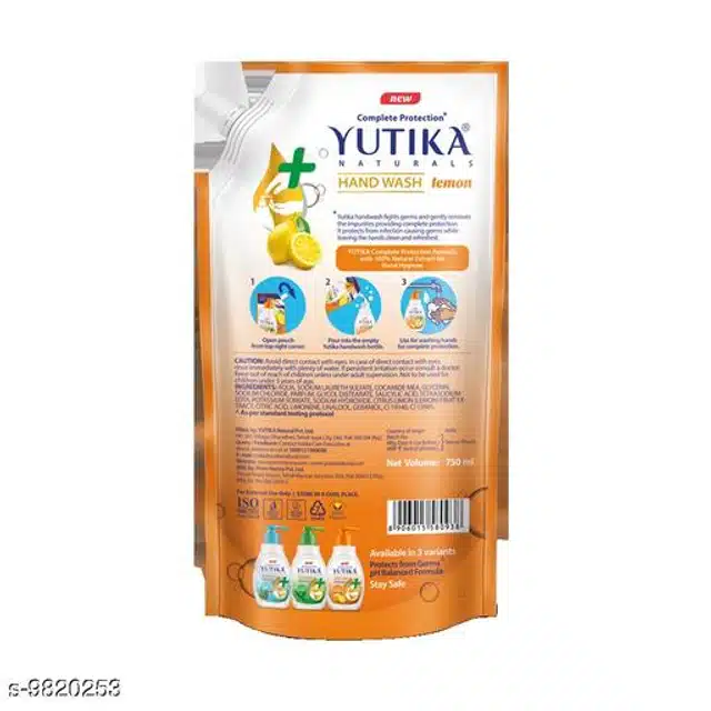 Yutika Naturals Complete Protection Lemon Hand Wash (750 ml, Pack of 2)