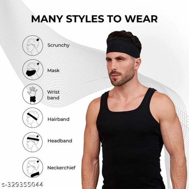 Cotton Blend Headband for Men & Women (Balck)