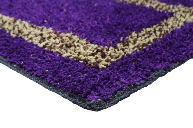 QALEEN Cotton Door Mat Home Decorative Carpet Door Rug Floor Mat (Purple, Pack of 2)