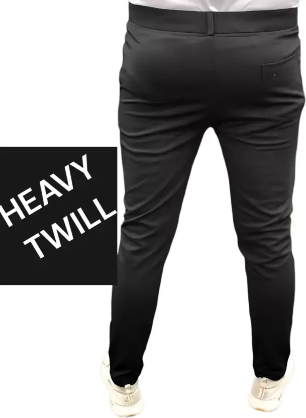 Lycra Solid Trousers for Men (Black, 28) (Pack of 2)