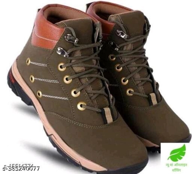 Boots for Men (Green & Tan, 6)