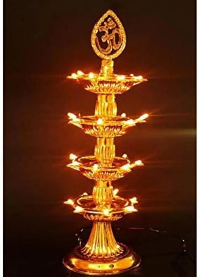 PVC Diwali Decoration Light 3 Layer Electric Diya (Gold)