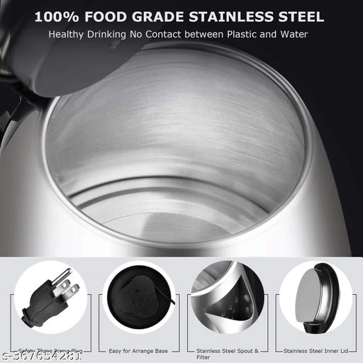 Stainless Steel Electric Kettle (Silver & Black, 2000 ml)