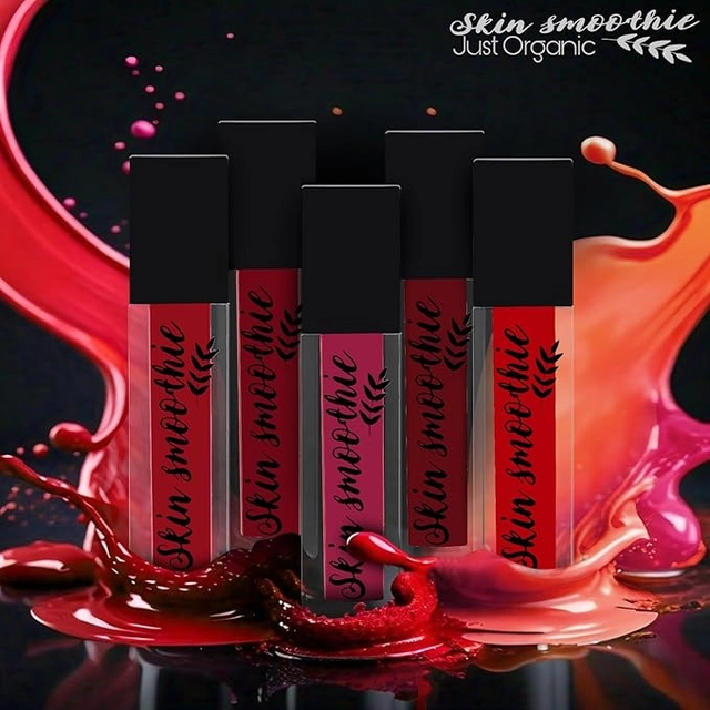 Skin Smoothie Mini Liquid Lipstick With Almond Oil & Vitamin E (Red Edition) (Pack Of 5)