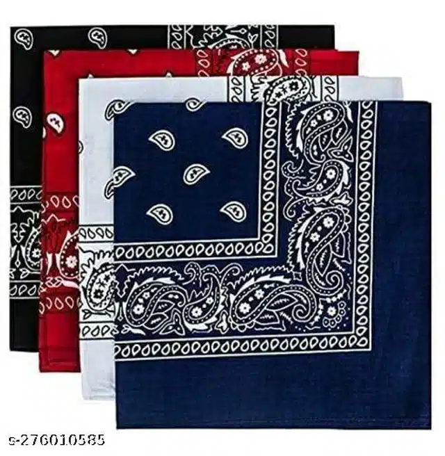 Cotton Bandana for Men & Women (Multicolor, Pack of 4)