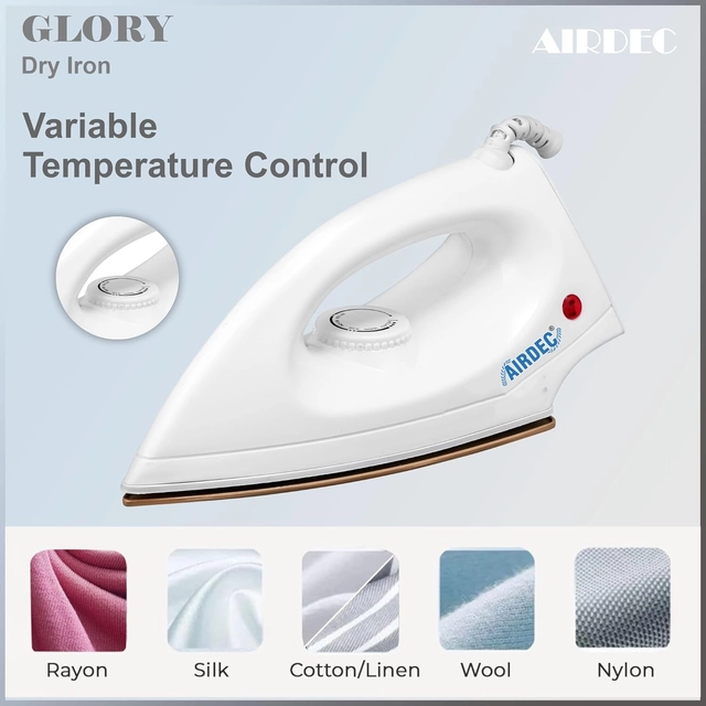 Airdec Glory Light Weight Dry Iron (White, 1000 W)