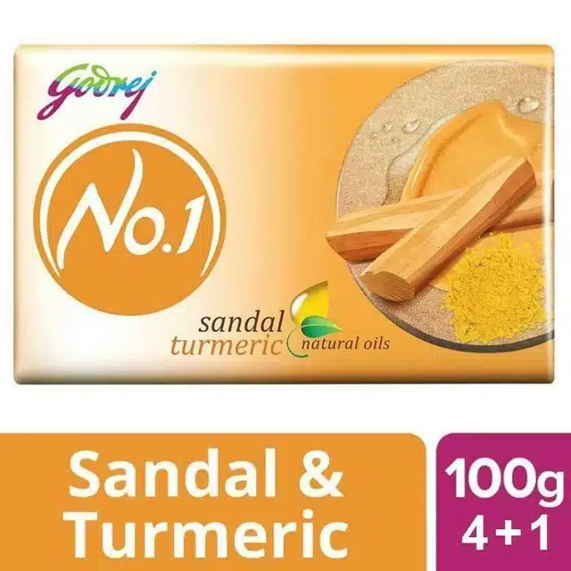 Godrej No.1 Sandal and Turmeric Soap 5X100 g (Buy 4 Get 1 Free)