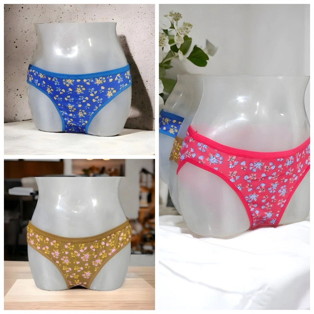 Cotton Printed Briefs for Women (Multicolor, XXL) (Pack of 3)