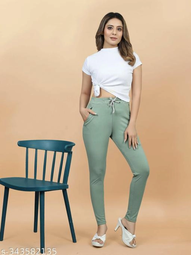 Lycra Jeggings for Women (Sea Green, 38)