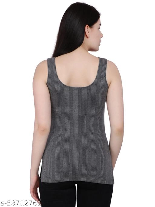 Cotton Blend Thermal Tops for Women (Grey, M)