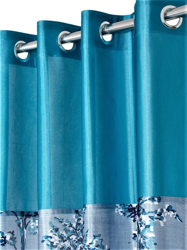 Fashion String Floral Blue Semi-Transparent Polyester String Door Curtains (213 cm) (7 ft) (Pack of 2)