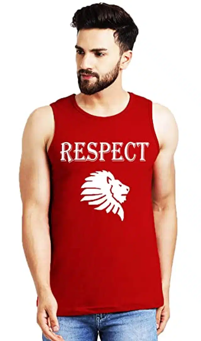 Regular Fit Sleeveless T-Shirt for Men (Red, S)