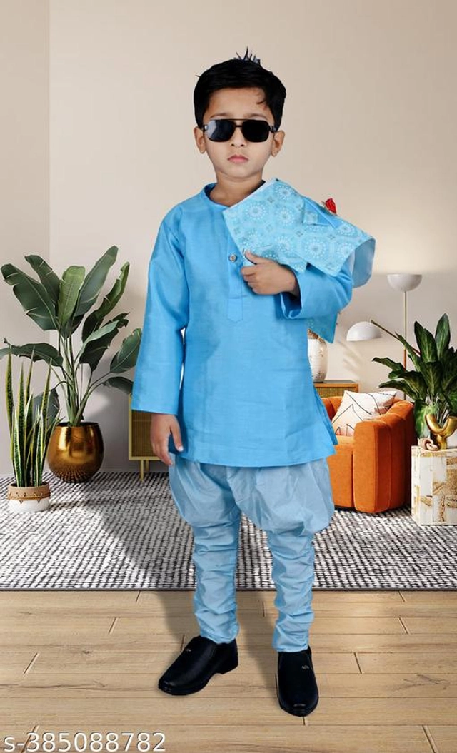 Cotton Blend Sherwani for Boys (Sky Blue, 6-9 Months)