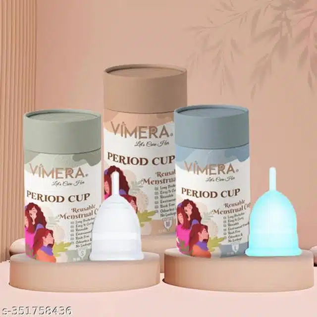 Vimera Silicone Women Menstrual Cups with Pouch (Multicolor, S, M & L) (Pack of 3)