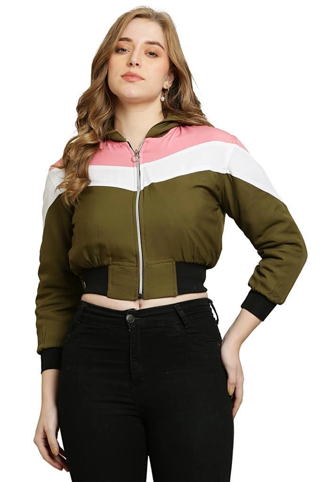 Fleece Colourblocked Jacket for Women (Multicolor, XL)