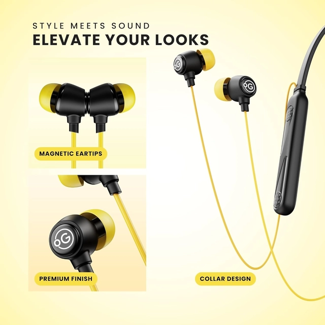 Wireless Bluetooth in-Ear Neckband with Mic (Yellow & Black)