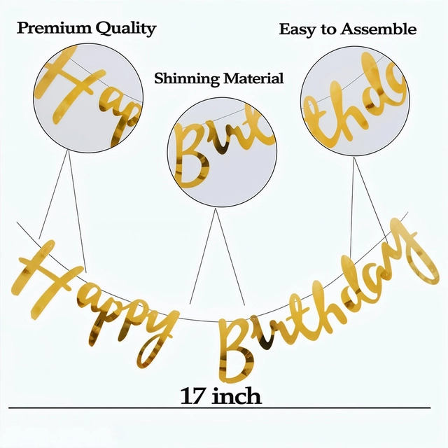 Birthday Cabana Tent Decorations - White Net Curtain with Happy Birthday Banner, LED Light, Metallic Balloons - Ideal for Husband, Wife, Boyfriend, Girlfriend Birthday Celebration (Kit 24 pcs)