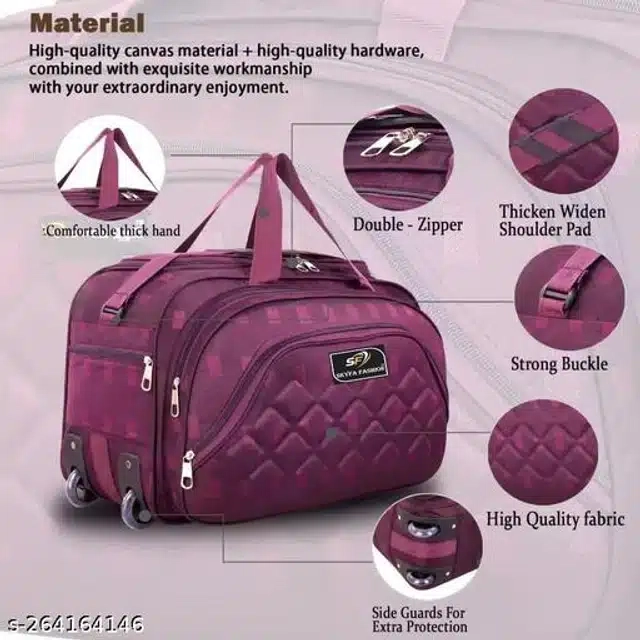 Seezu Polyester Trolley Duffel Bag (Purple, 62 L)