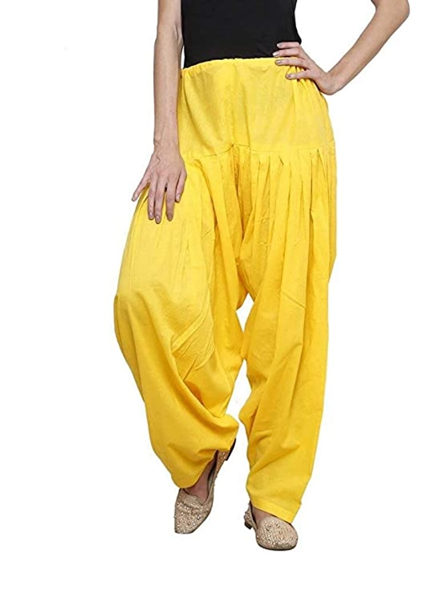 Cotton Solid Patiala for Women (Yellow, 28)