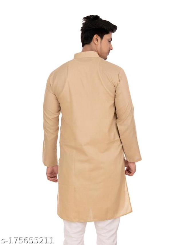 Cotton Blend Kurta for Men (Beige, S)