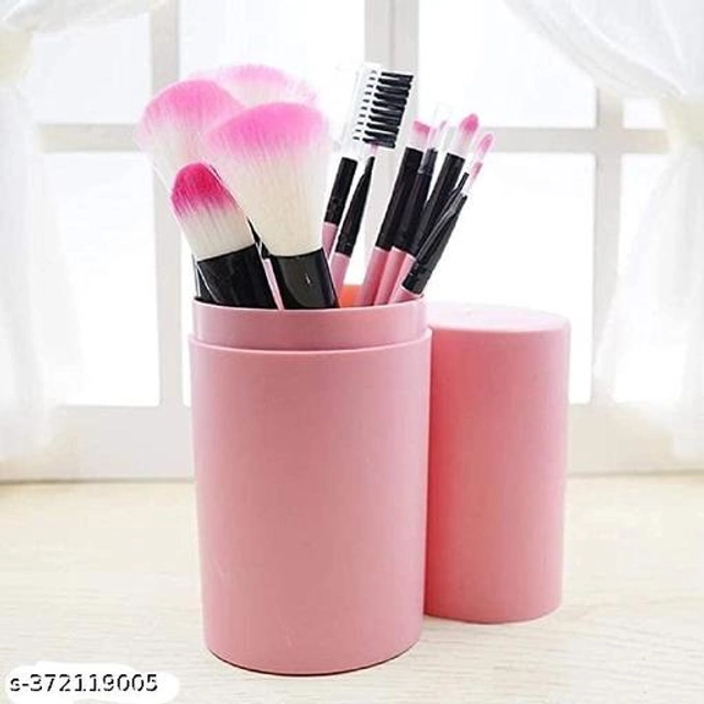 Makeup Brushes Set with Box (Pink, Set of 12)