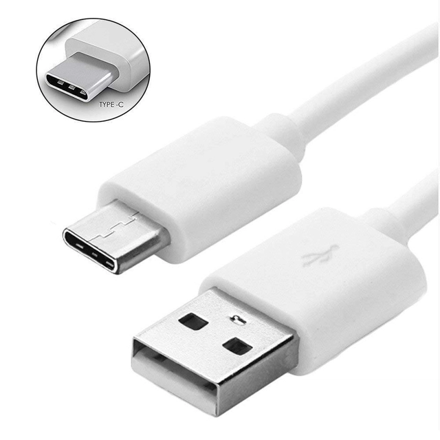 Plastic USB to Type C Data Cable for All Android Devices (White, 1 m)