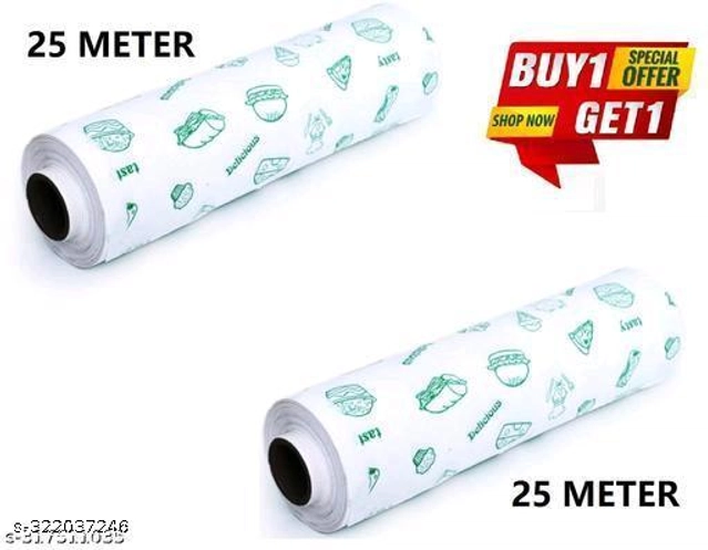 Food Wrapping Roll Paper (White, 25 m) (Pack of 2)