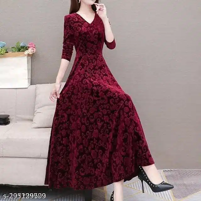 Stylish Gown for Women (Maroon, Free Size)