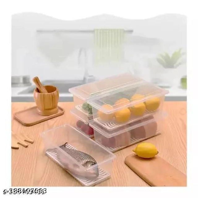 Plastic Fridge Storage Containers (Transparent, 1500 ml) (Pack of 5)