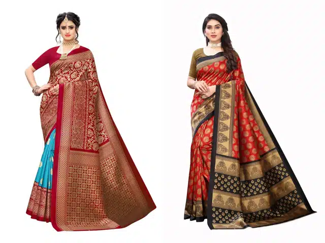 Women's Printed Sarees (Pack Of 2) (Multicolor) (V26)