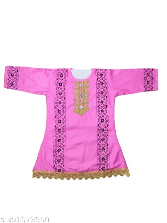 Rayon Printed Kurta with Pant for Girls (Pink, 4-5 Years)