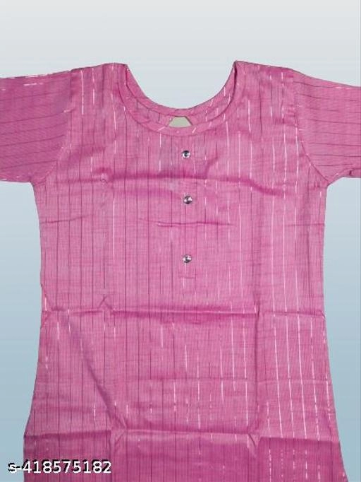 Cotton Blend Solid Kurti for Women (Pink, Xl)