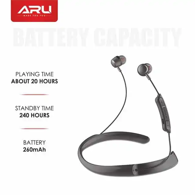 ARU ANB-1117 लिव ब्लिस वायरलेस नेकबैंड ब्लूटूथ हेडसेट विद माइक-ब्लैक