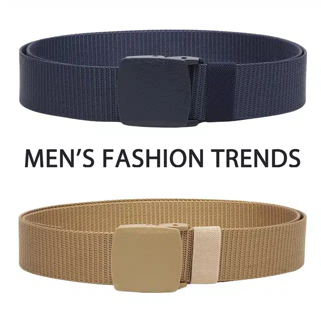 Canvas Belt for Men (Pack of 2) (Multicolor, 42)