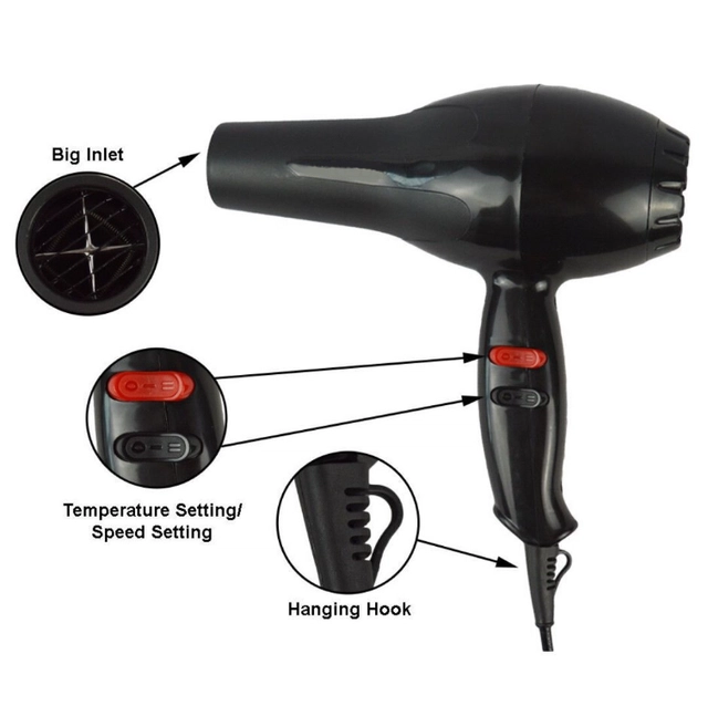 NV-6130 Corded Electric Hair Dryer (Black, 1800 W)