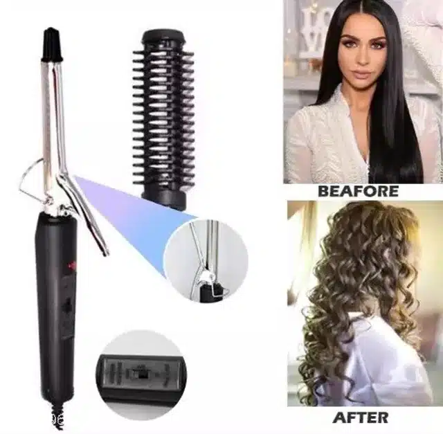 Nova NHC-471B Hair Curler for Women (Black & Silver, 100 W)