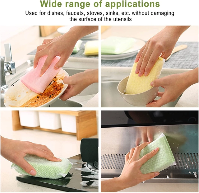 Scratch Proof Kitchen Utensil Scrubber Pads for Dishwashing (Multicolor, Pack of 3)