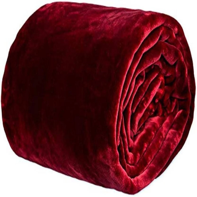 Home Sizzler Maroon Geometric Double Mink Blanket (Pack Of 1)