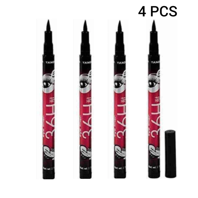 36H Waterproof Smudgeproof Long Lasting Sketch Eyeliner (Black, Pack of 4)