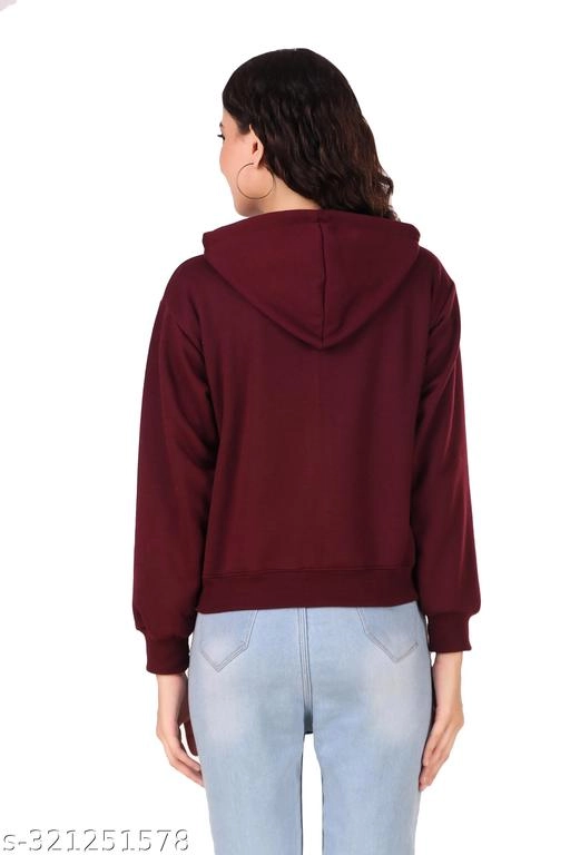 Fleece Solid Jackets for Women (Maroon, S)