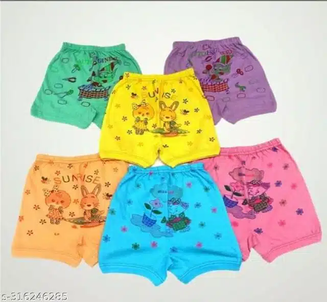 Cotton Briefs for Girls (Multicolor, 0-3 Months) (Pack of 6)