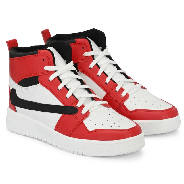 Casual Shoes for Men (Red & White, 6)