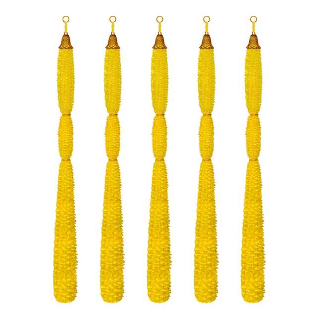 Handmade Unique Feather Wool Tassels with Bell Plastic (Orange, 36 Inches) (Pack of 5) (IH-354)