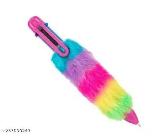 Unicorn Fur Theme Ball Pens (Multicolor, Pack of 6)