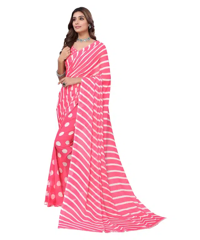 Women's Designer Saree With Blouse (Pink) (SD169)