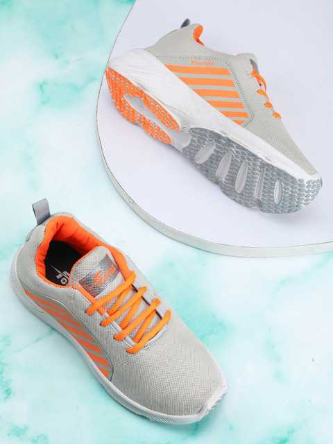 Footox Casual Men Casual Shoes (Grey & Orange, 7) (FF-36)