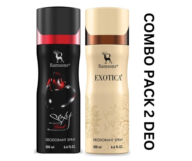 Ramsons Sexy Heart with Exotica Deodorant for Men (200 ml, Pack of 2)